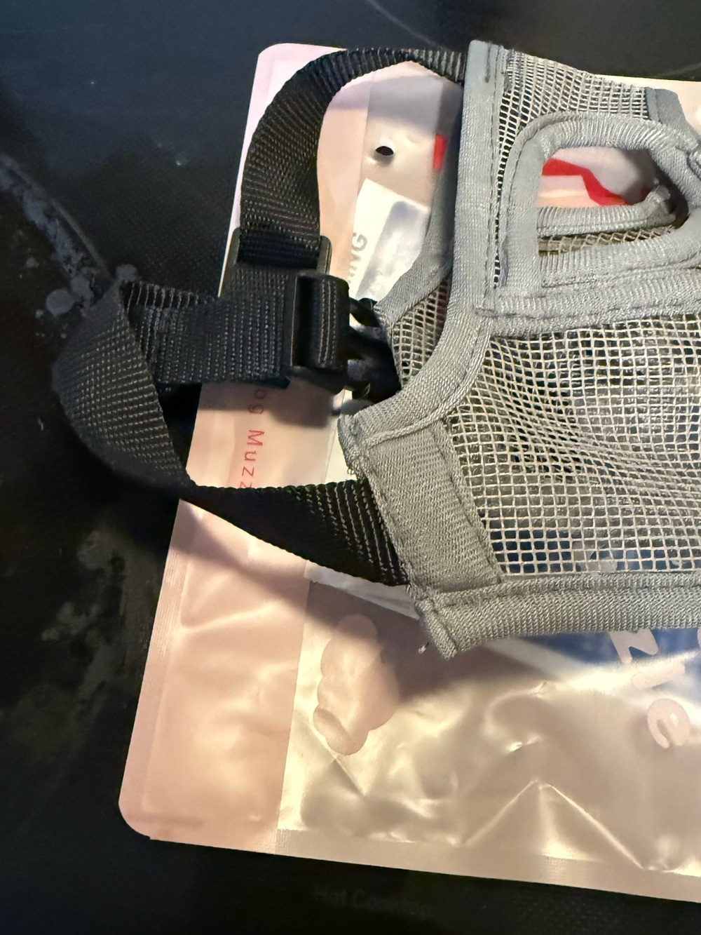 Gray Mesh Dog Harness with Black Strap